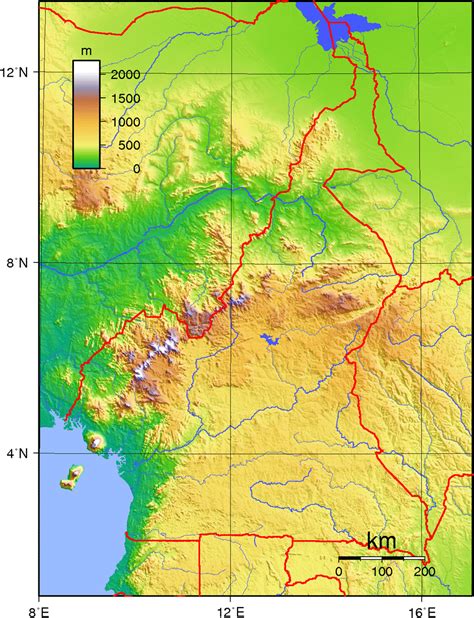 Cameroon topographical Map • mappery