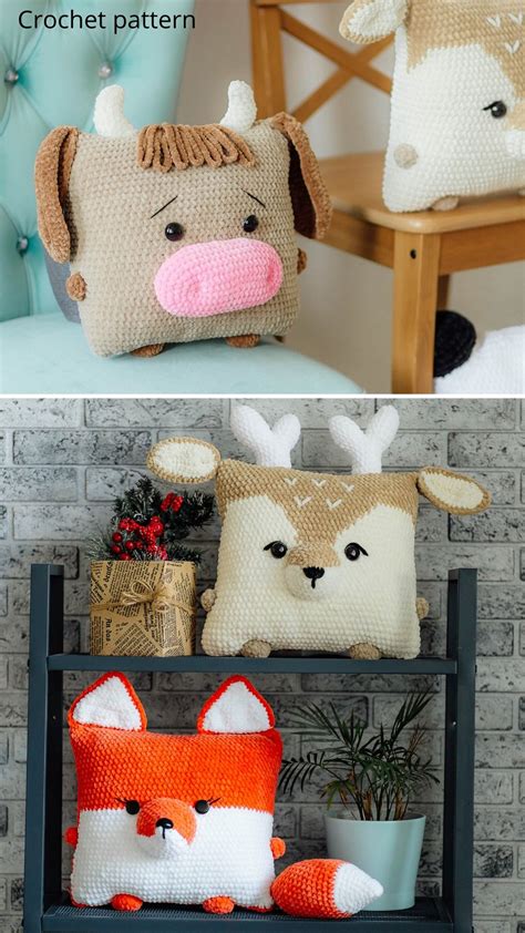 Crochet pillow pattern, crochet animal, amigurumi pet pattern, crochet christmas toy, crochet ...