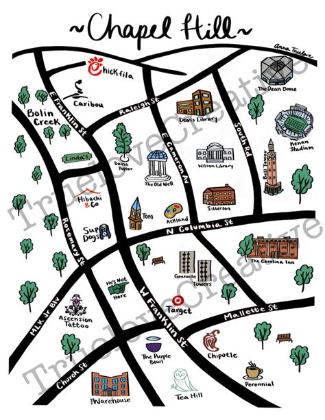 UNC Chapel Hill Campus Map Updated Digital Download - Etsy