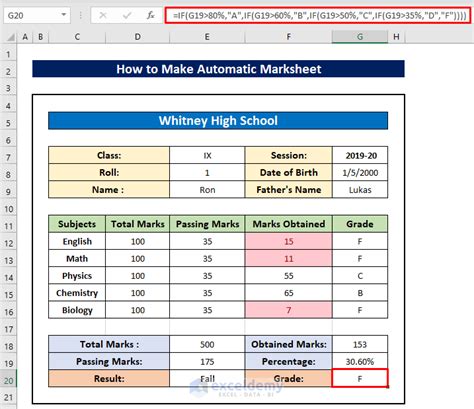 How to Make Automatic Marksheet in Excel (with Easy Steps)