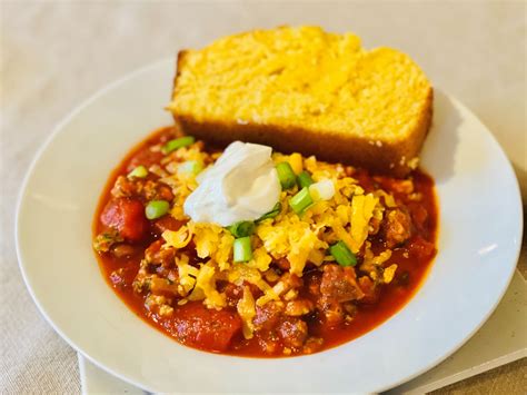 30 Minute Pantry Turkey Chili and Cornbread! - Inspired Chick