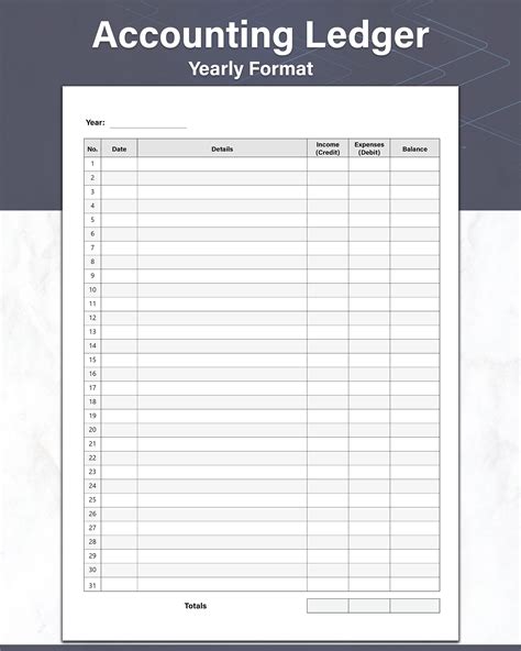 Accounting Ledger Template, Yearly Accounts and General Ledger Sheet, Money Tracker, Columnar ...