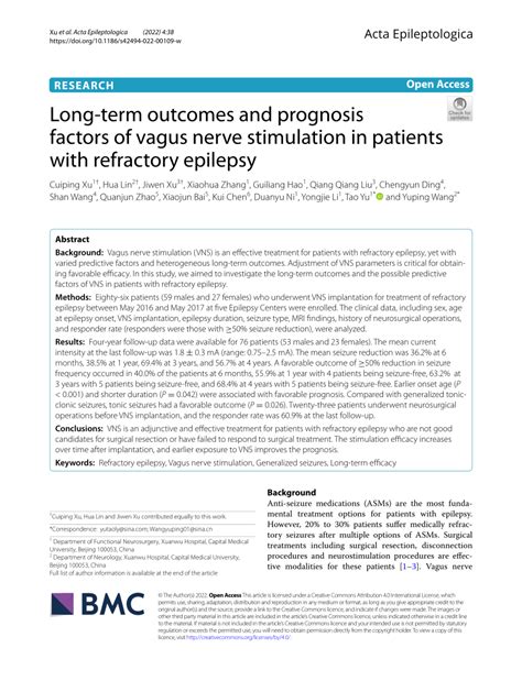 (PDF) Long-term outcomes and prognosis factors of vagus nerve ...