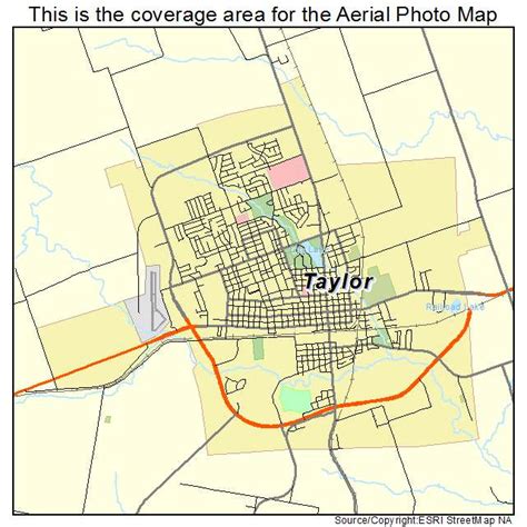 Aerial Photography Map of Taylor, TX Texas