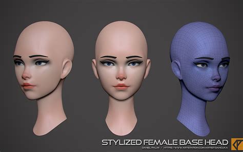 Stylized Female Head Base Mesh - zBrush