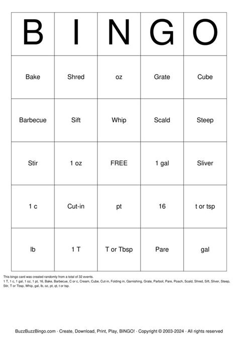 Recipes Bingo Cards to Download, Print and Customize!