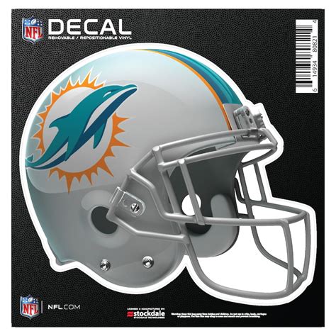 Miami Dolphins 6" x 6" Full Color Helmet Repositionable Decal