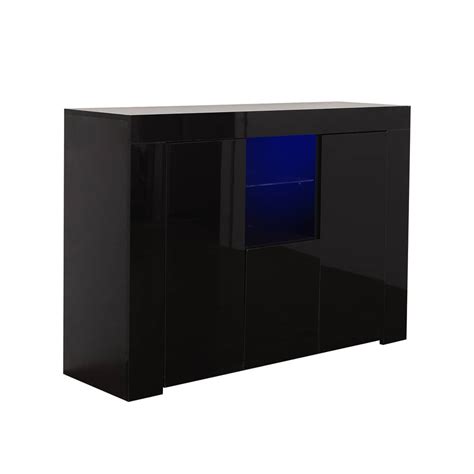 Kitchen Sideboard Cupboard with LED Light, White High Gloss Dining Room ...