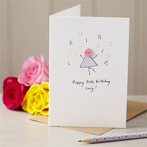 personalised 'dancing button' handmade card by hannah shelbourne designs | notonthehighstreet.com