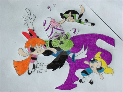 Blossom , Bubbles , Buttercup fighting mojo jojo by Treforthomas on DeviantArt