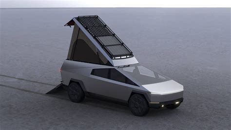 Un van électrique basé sur Tesla Cyber Truck : les images du toit relevable imaginé par Space ...