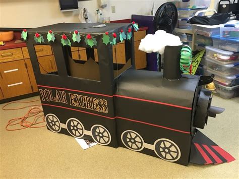 Cardboard train polar express library display | Polar express christmas party, Polar express ...