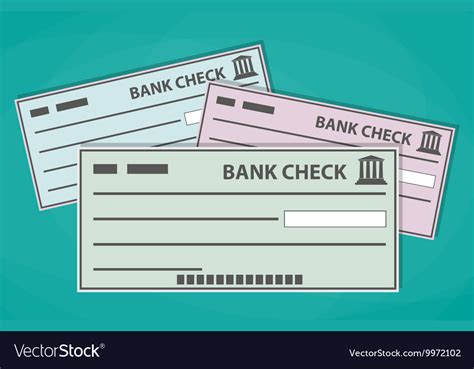 Blank bank checks isolated on green background Vector Image