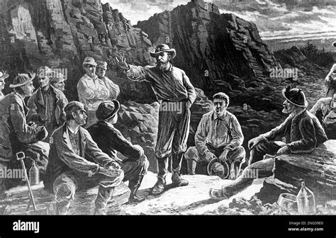 An illustration of a Molly Maguires meeting in 1874. Molly Maguires was ...