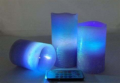Amazon.com: Blue battery operated led candles with timer-remote control real wax with rustic ...