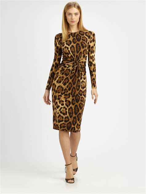 Lyst - Michael Kors Leopard Print Dress in Brown