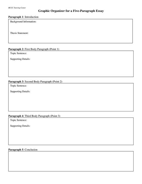 Easy 5 Paragraph Essay Graphic Organizer