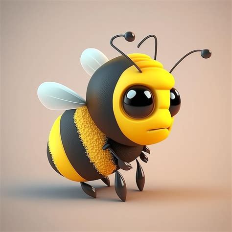 Premium AI Image | A cartoon figure of a bee with a yellow and black head and eyes.