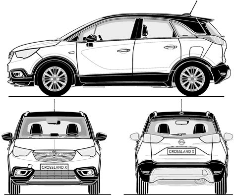 Opel Crossland X 2017 Blueprint - Download free blueprint for 3D modeling