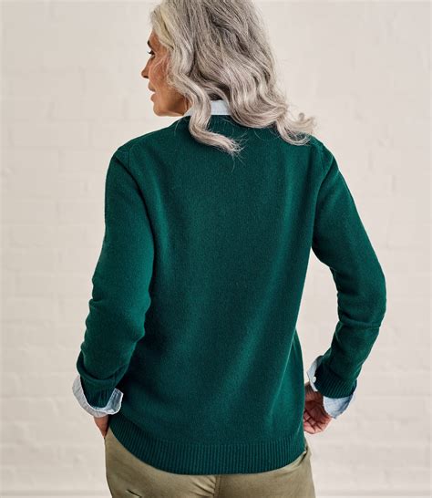 Hunter Green | Womens Lambswool V Neck Sweater | WoolOvers US