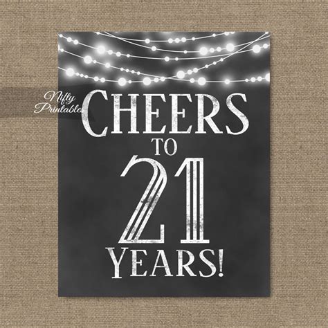 21st Birthday Sign - Chalkboard Lights - Nifty Printables