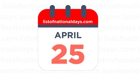 APRIL 25TH: National Holidays, Observances & Famous Birthdays