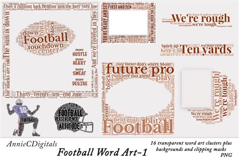 Football Word Art Clusters, Clip Art Graphic by AnnieCDigitals ...