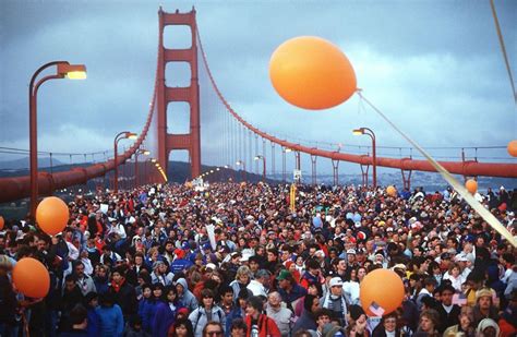 Incredible Pictures of People Flattened Golden Gate Bridge During the 50th Anniversary ...