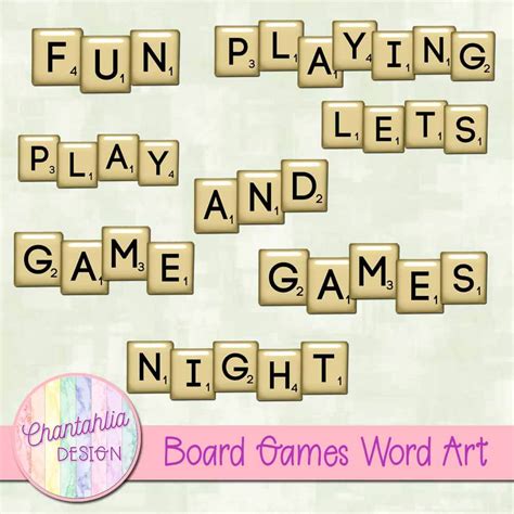 Free Board Games Word Art for Digital Scrapbooking and other Crafts