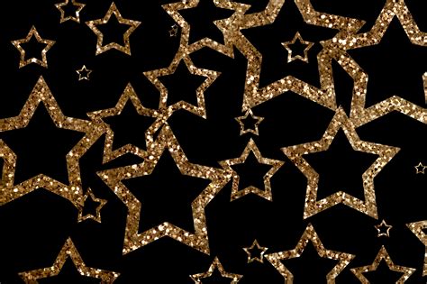 Golden Glitter Stars Floating on Black Background | Free backgrounds and textures | Cr103.com