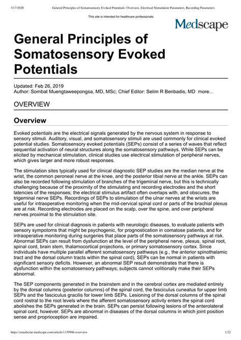 (PDF) General Principles of Somatosensory Evoked Potentials