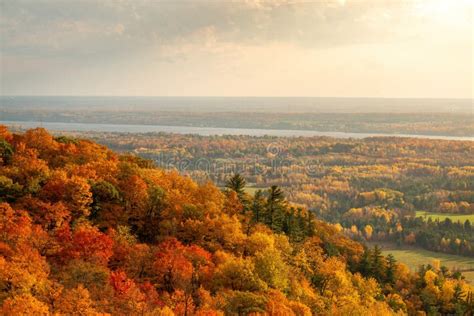 Sunset Over Gatineau Park, Fall Colors Sunny and Warm. Stock Image ...