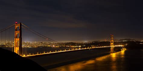 Golden Gate Bridge Night Panoramic Fine Art Photo Print | Photos by Joseph C. Filer