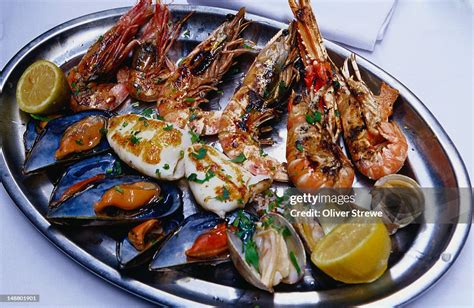 Food From Restaurant Los Carocoles Seafood Platter Barcelona Catalunya High-Res Stock Photo ...