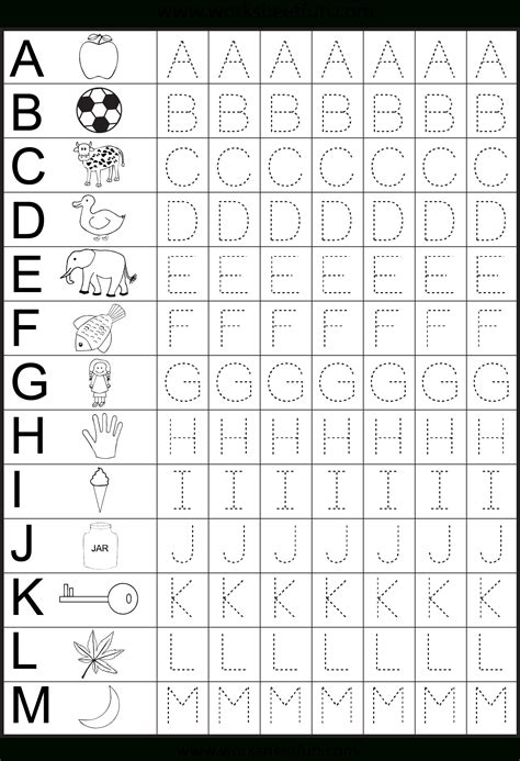 Tracing Letters For Kindergarten Sheets - TracingLettersWorksheets.com