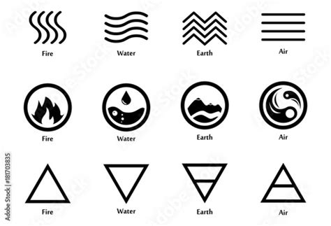 Vector illustration of four elements icons, line, triangle and round ...