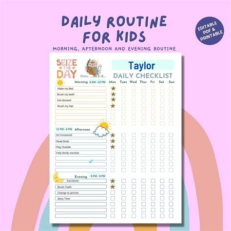 Kids Daily Routine Chart ADHD Planner Printable Planner | Etsy