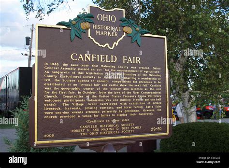 Canfield Fair Historical Marker. Canfield Fair. Mahoning County Fair. Canfield, Ohio, USA Stock ...