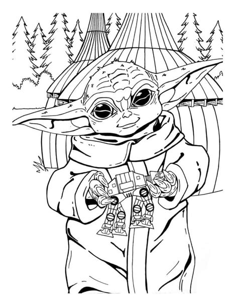 Baby Yoda Christmas Coloring Coloring Pages