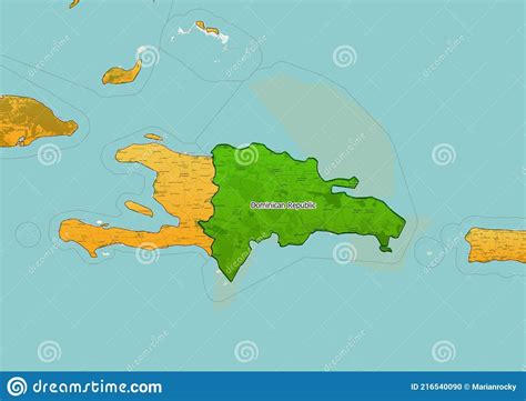 Dominican Republic Map, Central America, Green Colors, Maps, Symbols, Country, Illustration ...