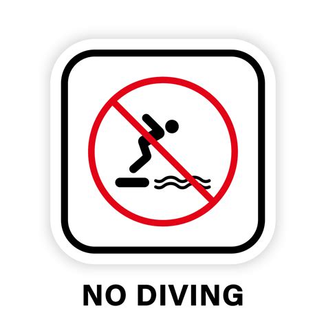 Caution Forbidden Dive in Pool Sign. Prohibited Diving Red Stop Symbol ...