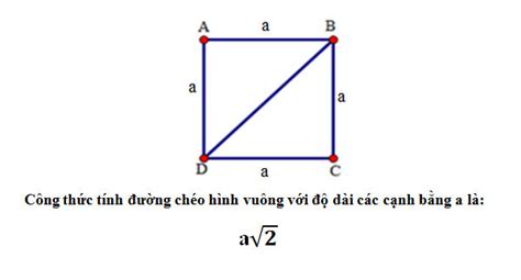 Công thức cách tính đường chéo trong hình vuông - kèm lời giải - DapAnChuan.com