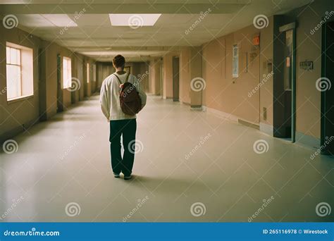 Lonely Student in an Empty Hallway of School Stock Photo - Image of ...