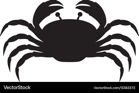 Black silhouette graphic with crab Royalty Free Vector Image