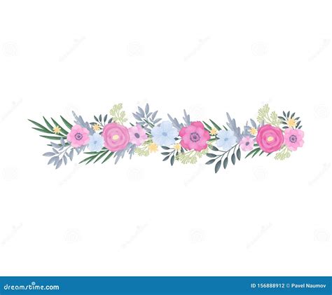 Horizontal Flower Arrangement. Vector Illustration on a White ...