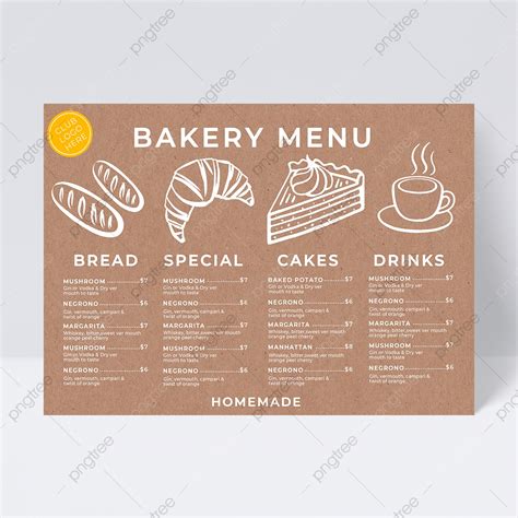 Lineart Style Dessert Bakery Restaurant Menu Template Download on Pngtree