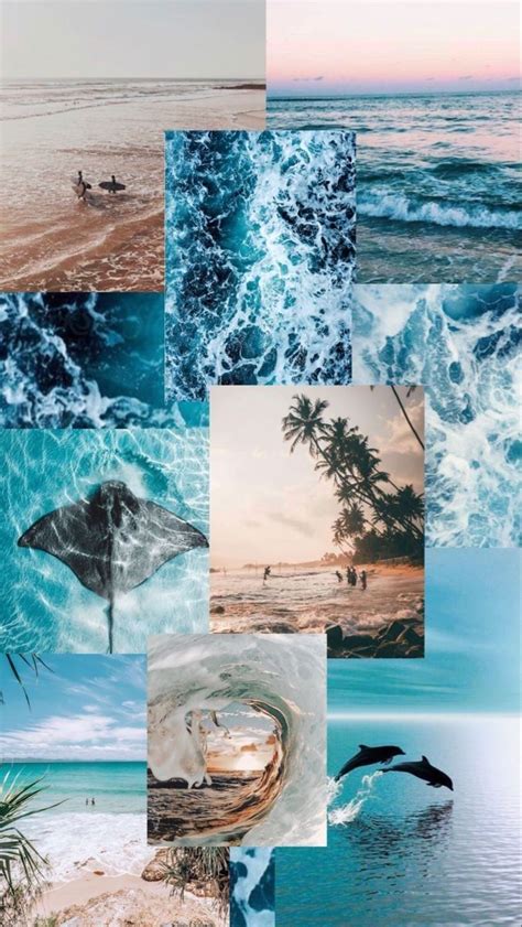 Ocean collage wallpaper | Pretty wallpapers backgrounds, Beach wall ...