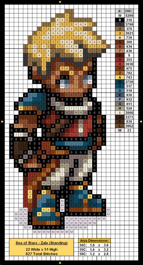 Sea of Stars Zale Sprite Graph Cross Stitch Pattern (3 Poses) : r/jackofallthreads