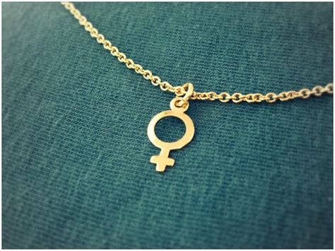 Tiny gold filled female symbol pendant - Gold female symbole necklace - Bridesmaid gift ...