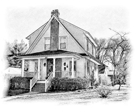 house-sketch-old-farmhouse Simple House Drawing, House Drawing For Kids, House Outline, Small ...